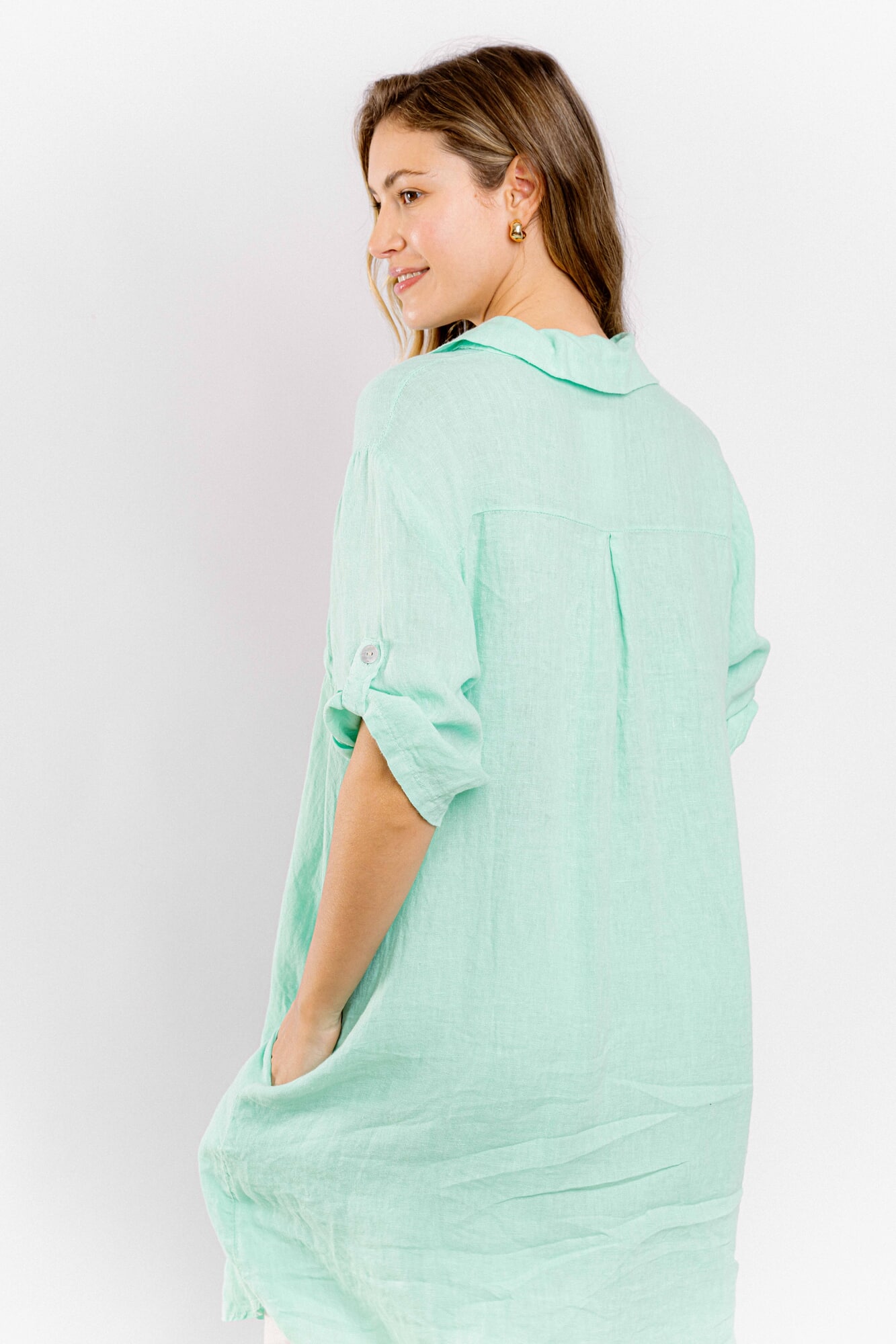 Vestido Lino Verde Agua