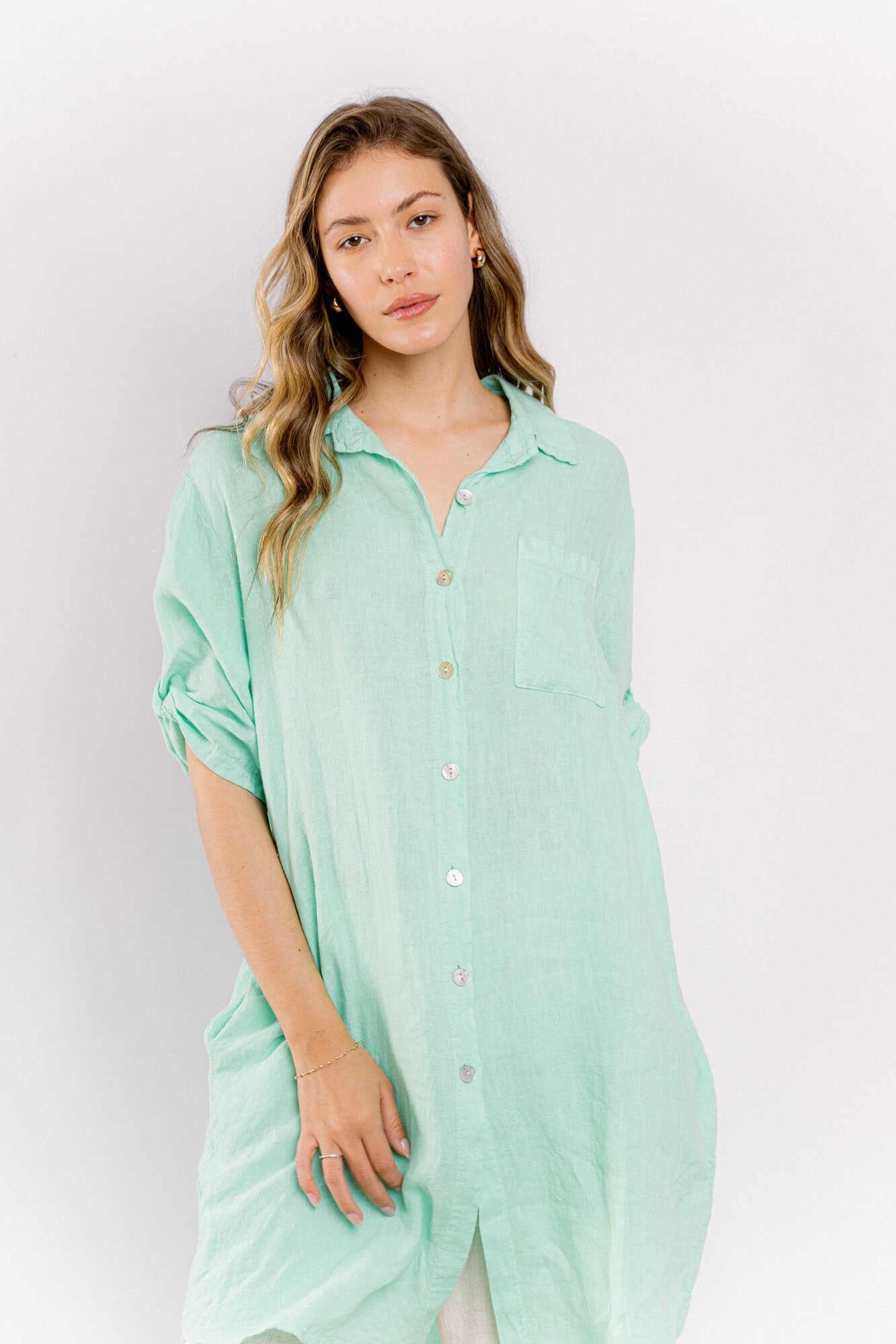 Vestido Lino Verde Agua
