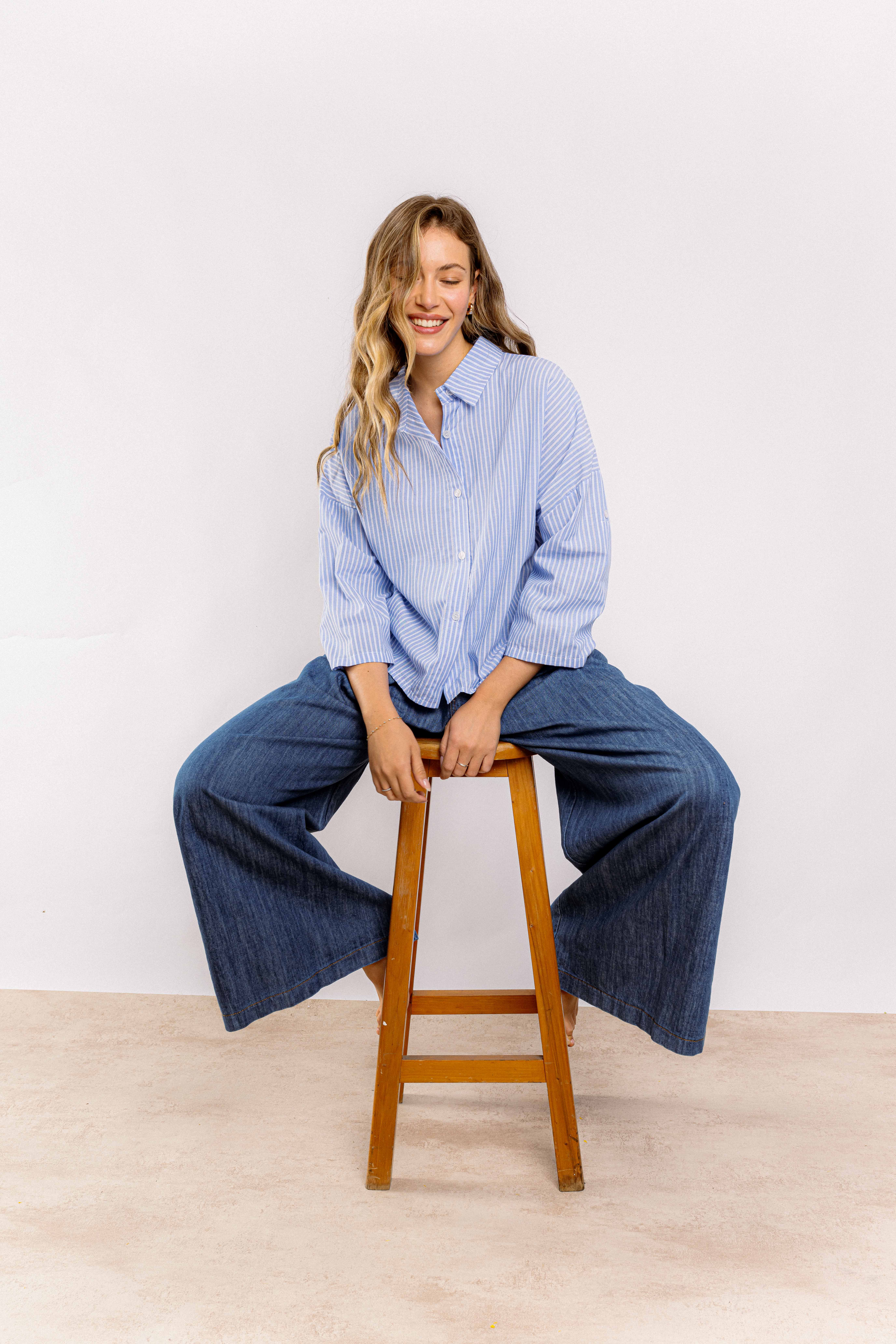 Pantalón Wide Leg Azul