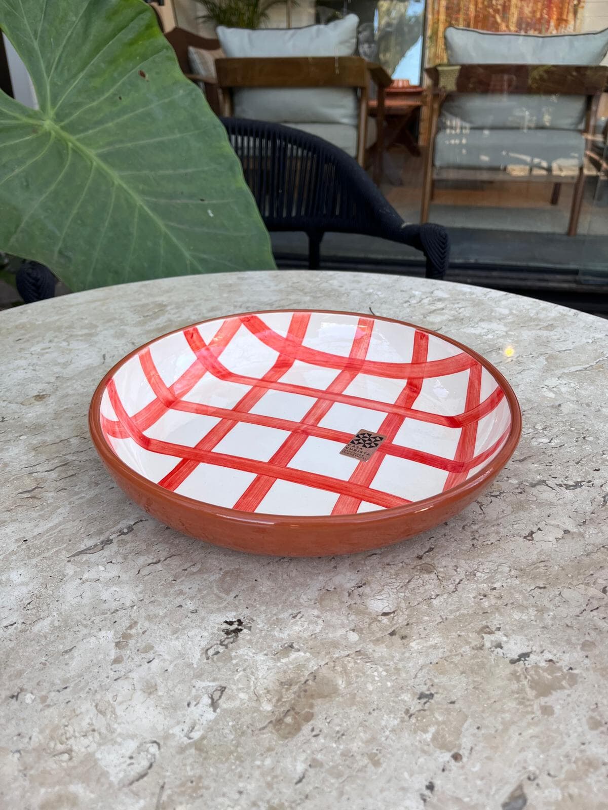 Large Bowl Grid Red
