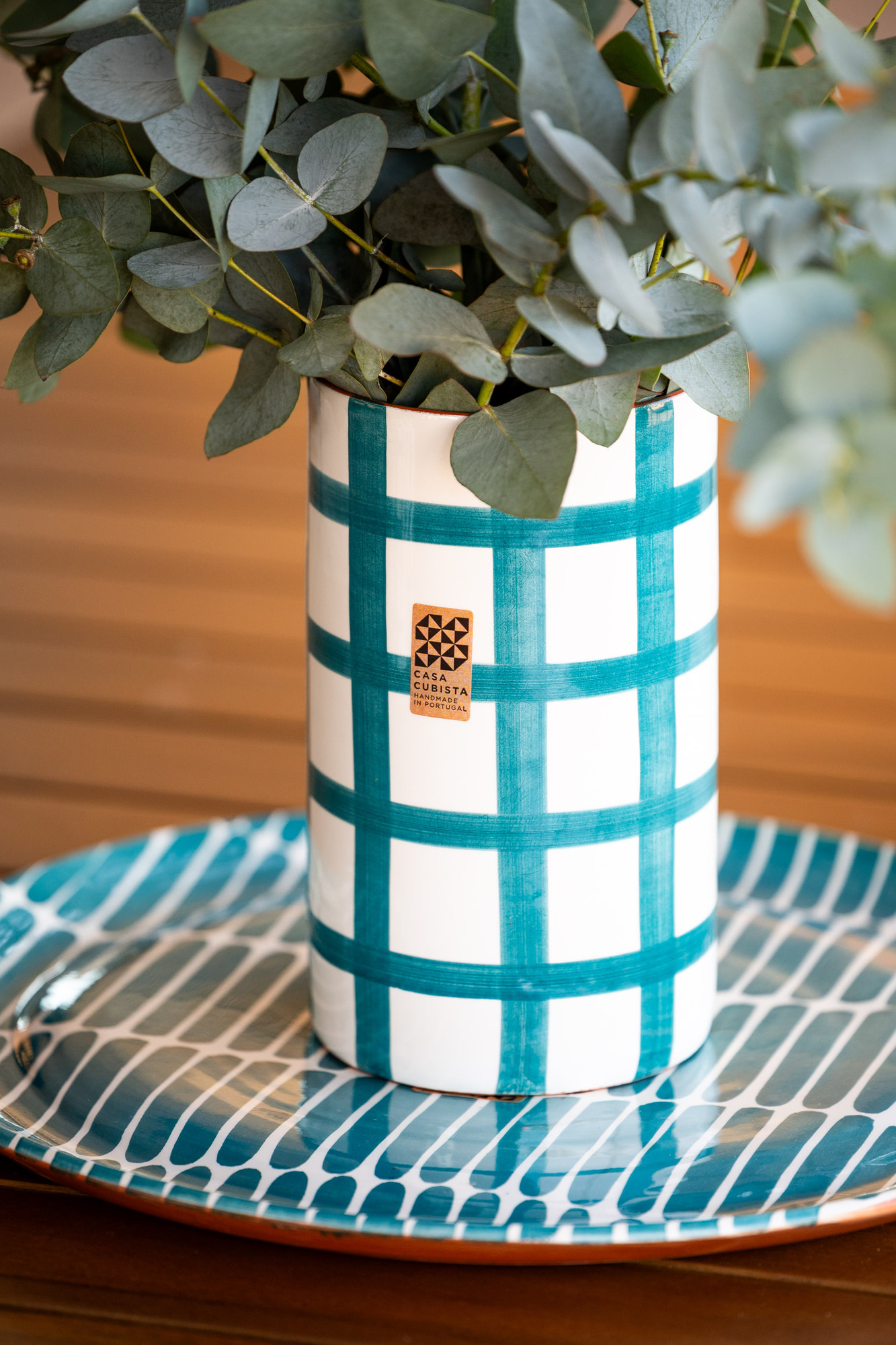 Florero Recto Grid Teal - Imagen principal Florero Recto Grid Teal - Imagen principal
