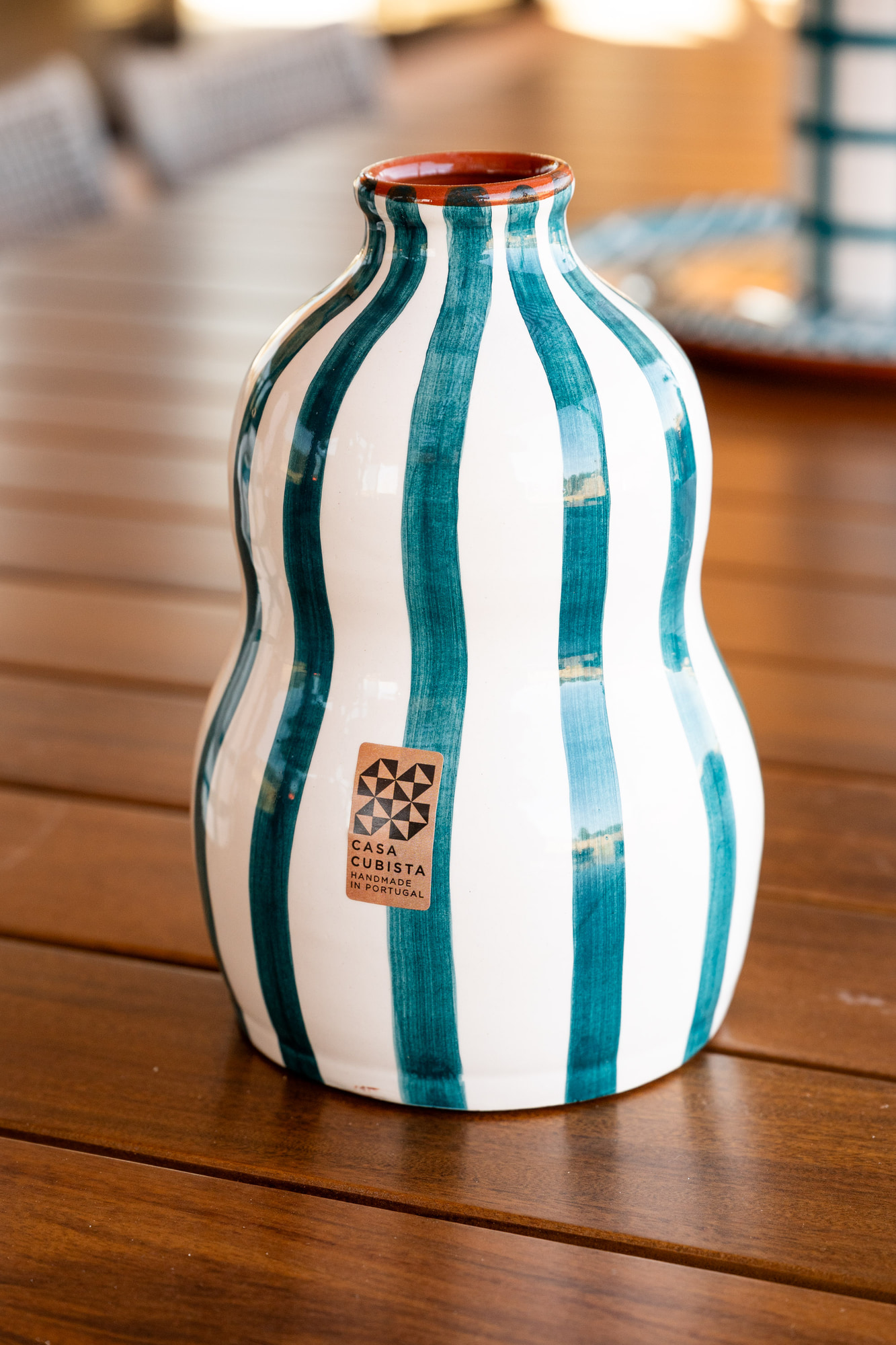 Florero Ondulado Bold Stripe Teal