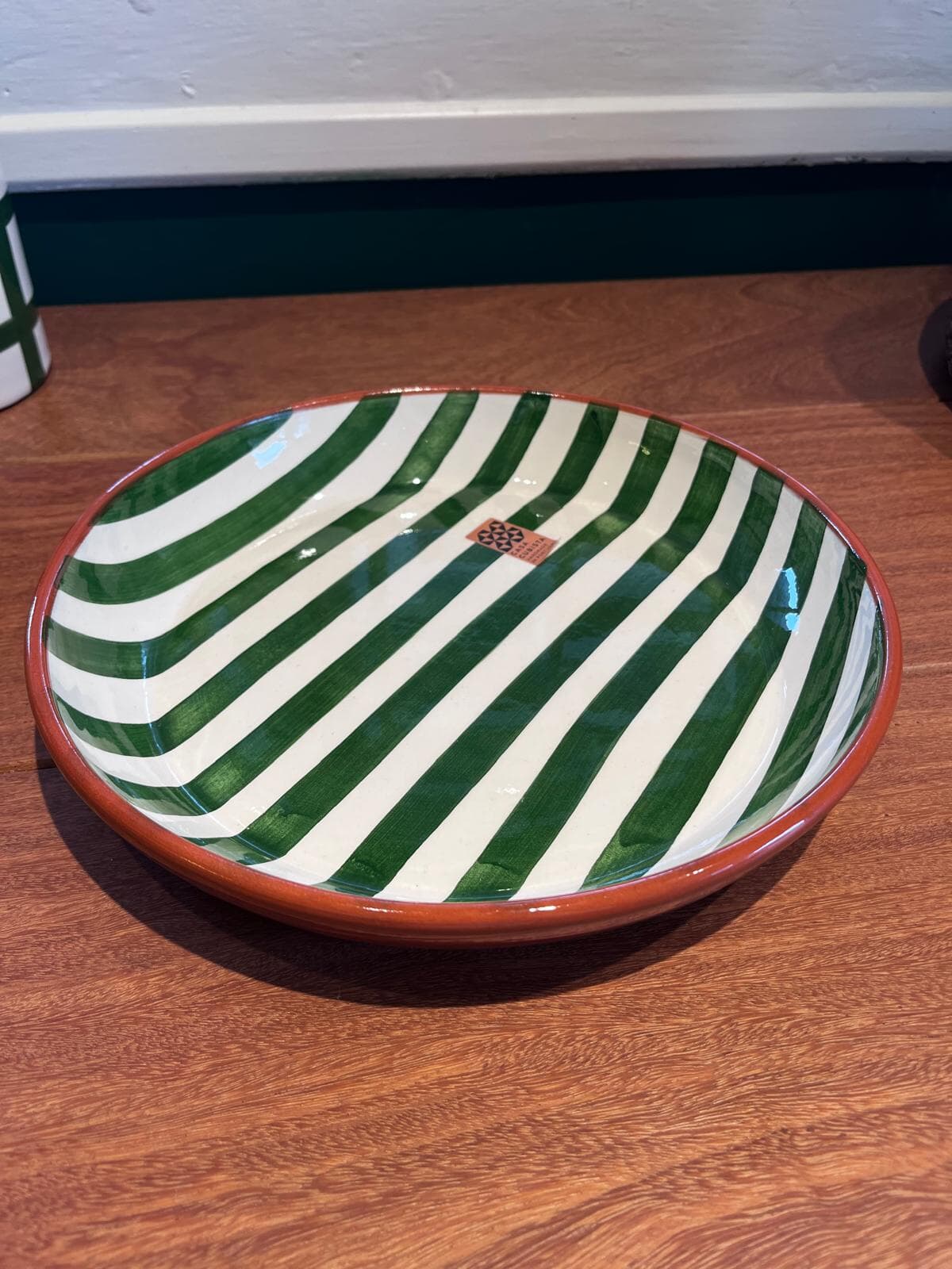 Large Bowl Bold Stripe Dark Green