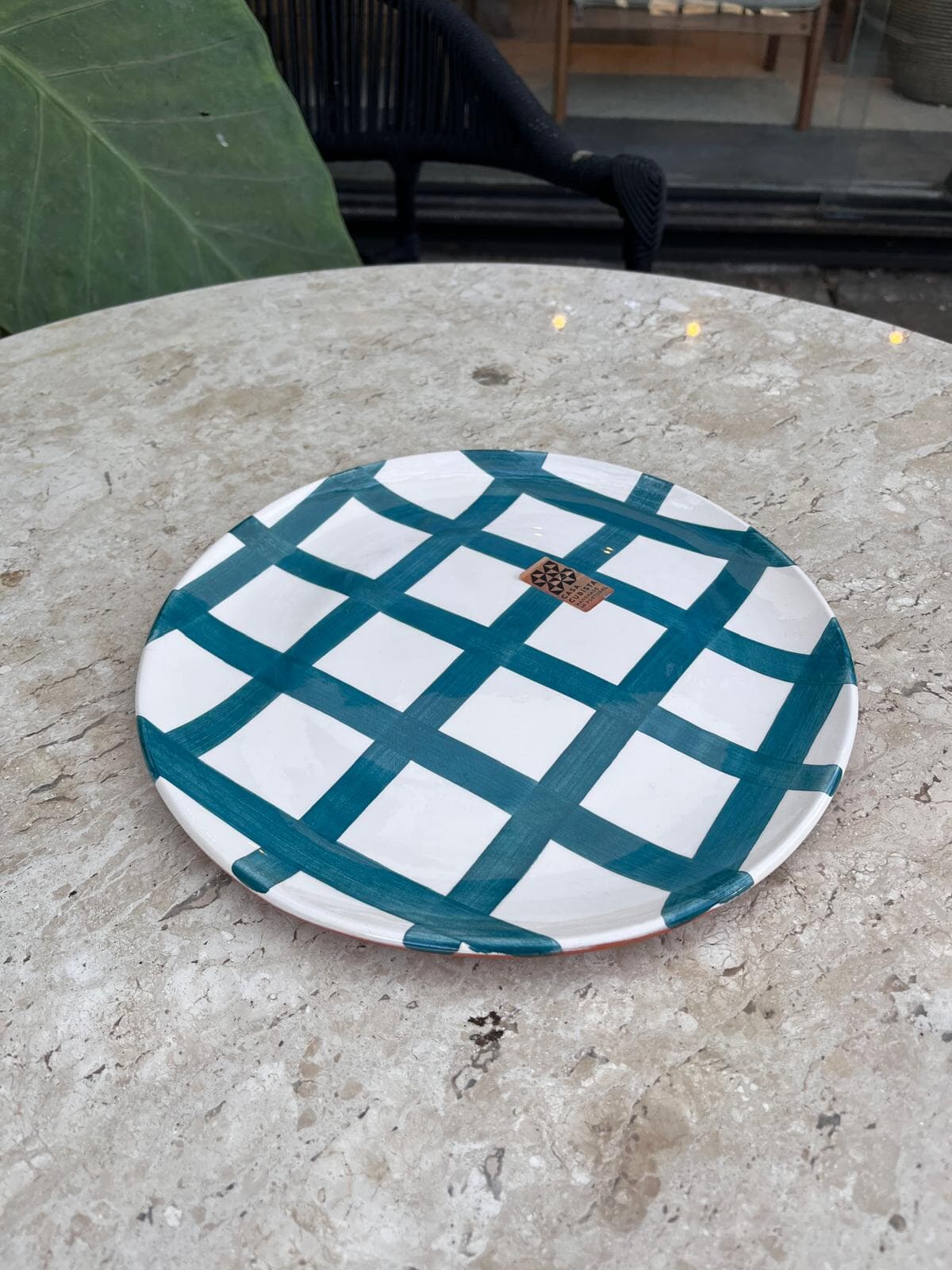 Large Plate Grid Teal - Imagen principal