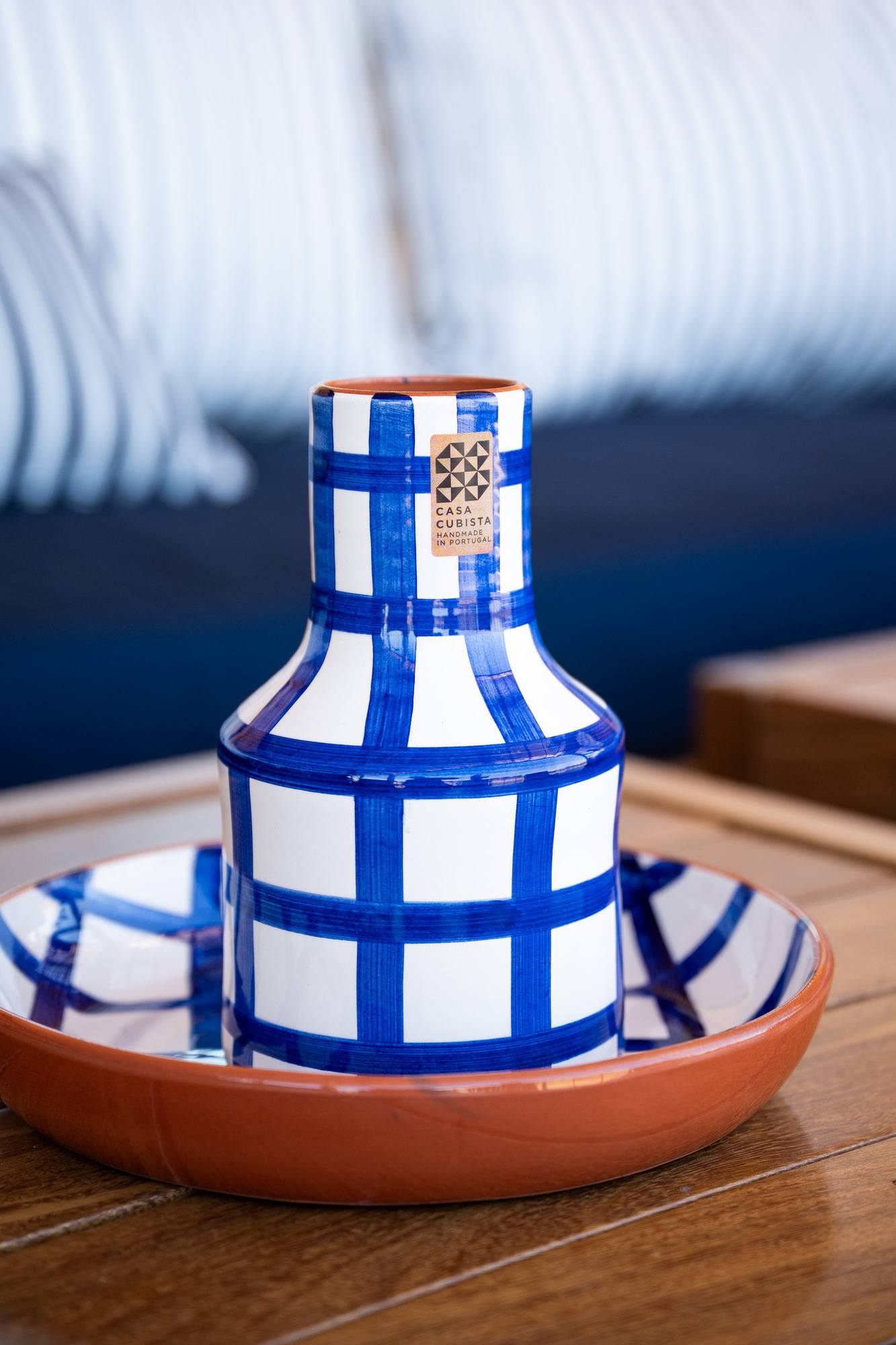 Florero Neck Grid Blue - Imagen principal Florero Neck Grid Blue - Imagen principal