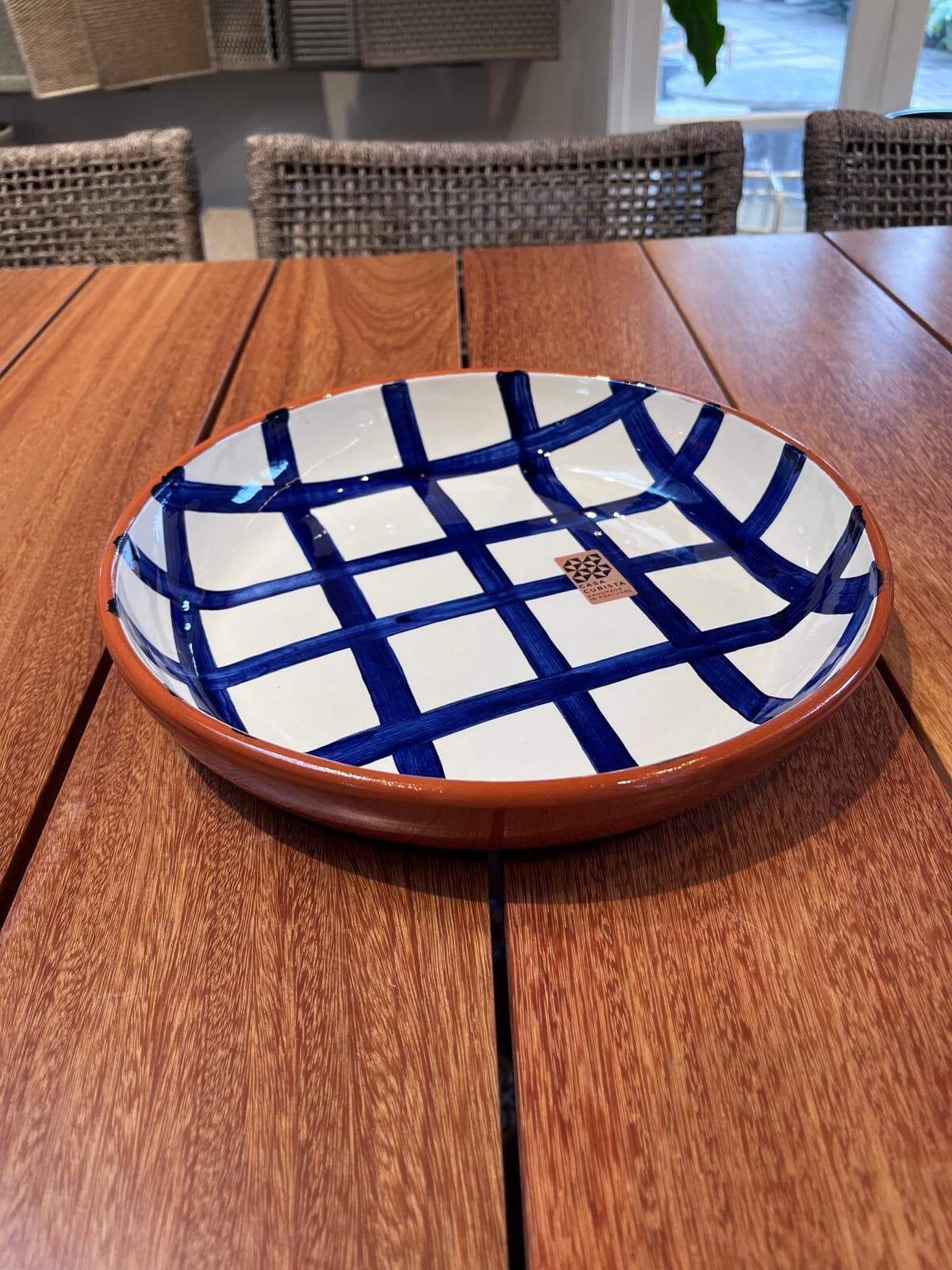 Large Bowl Grid Blue