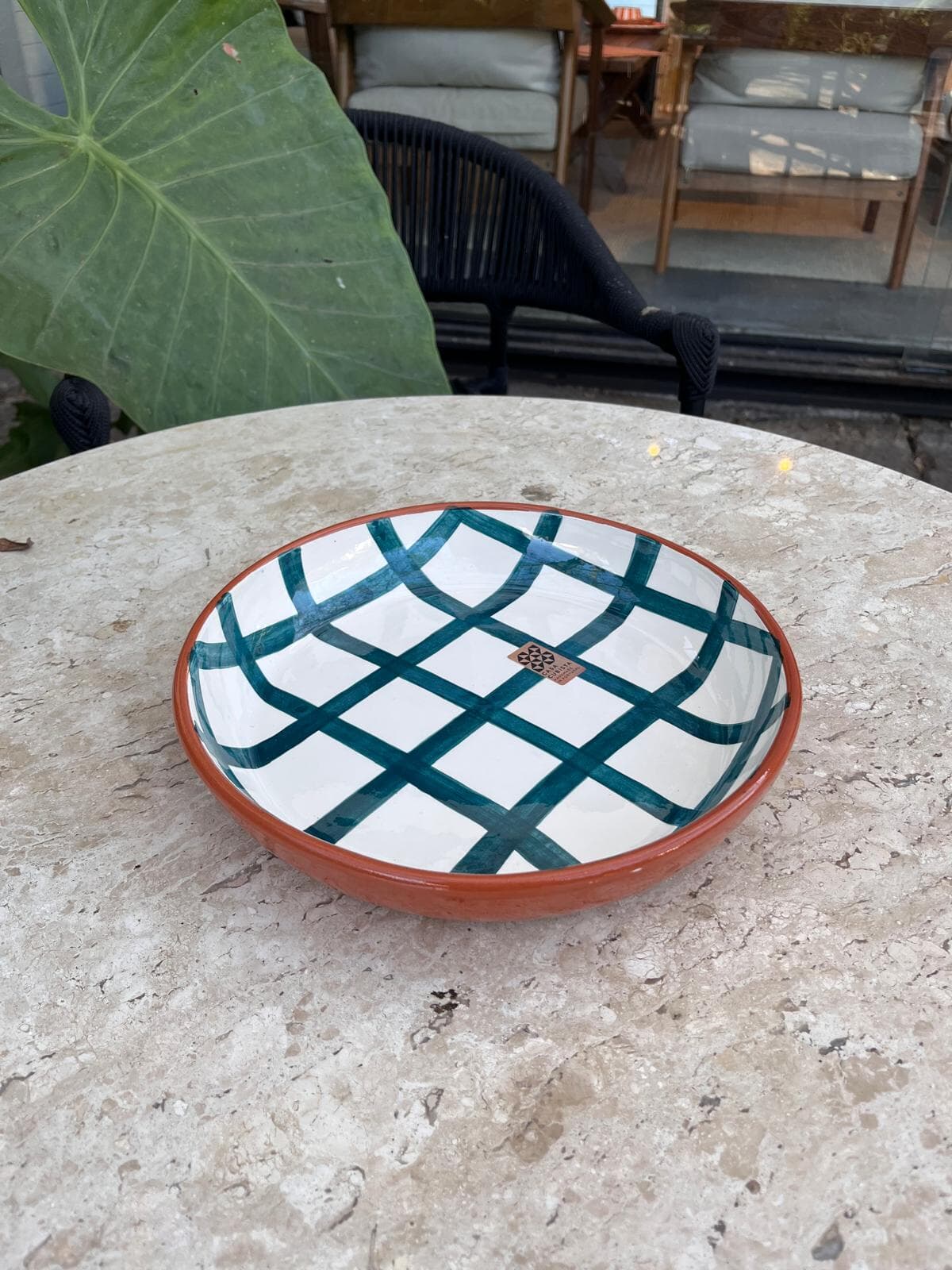Large Bowl Grid Teal