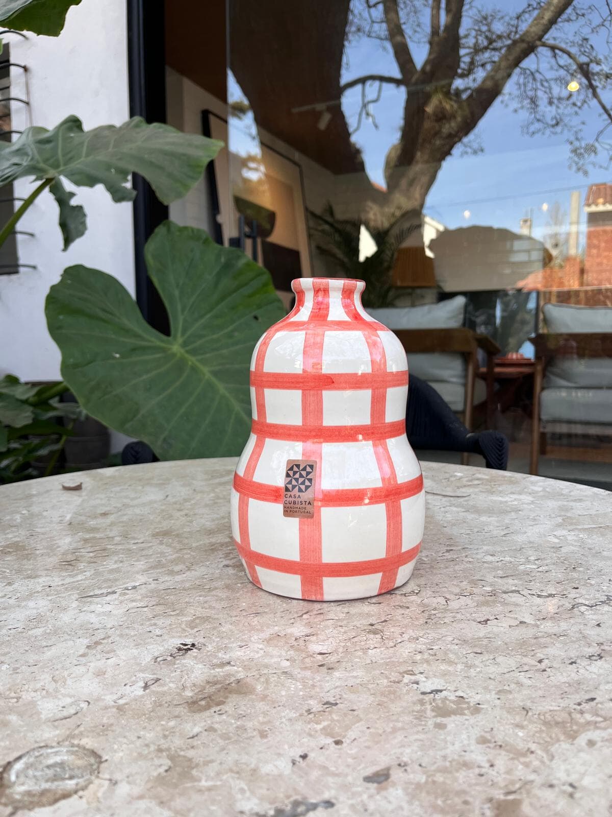 Florero Ondulado Grid Red