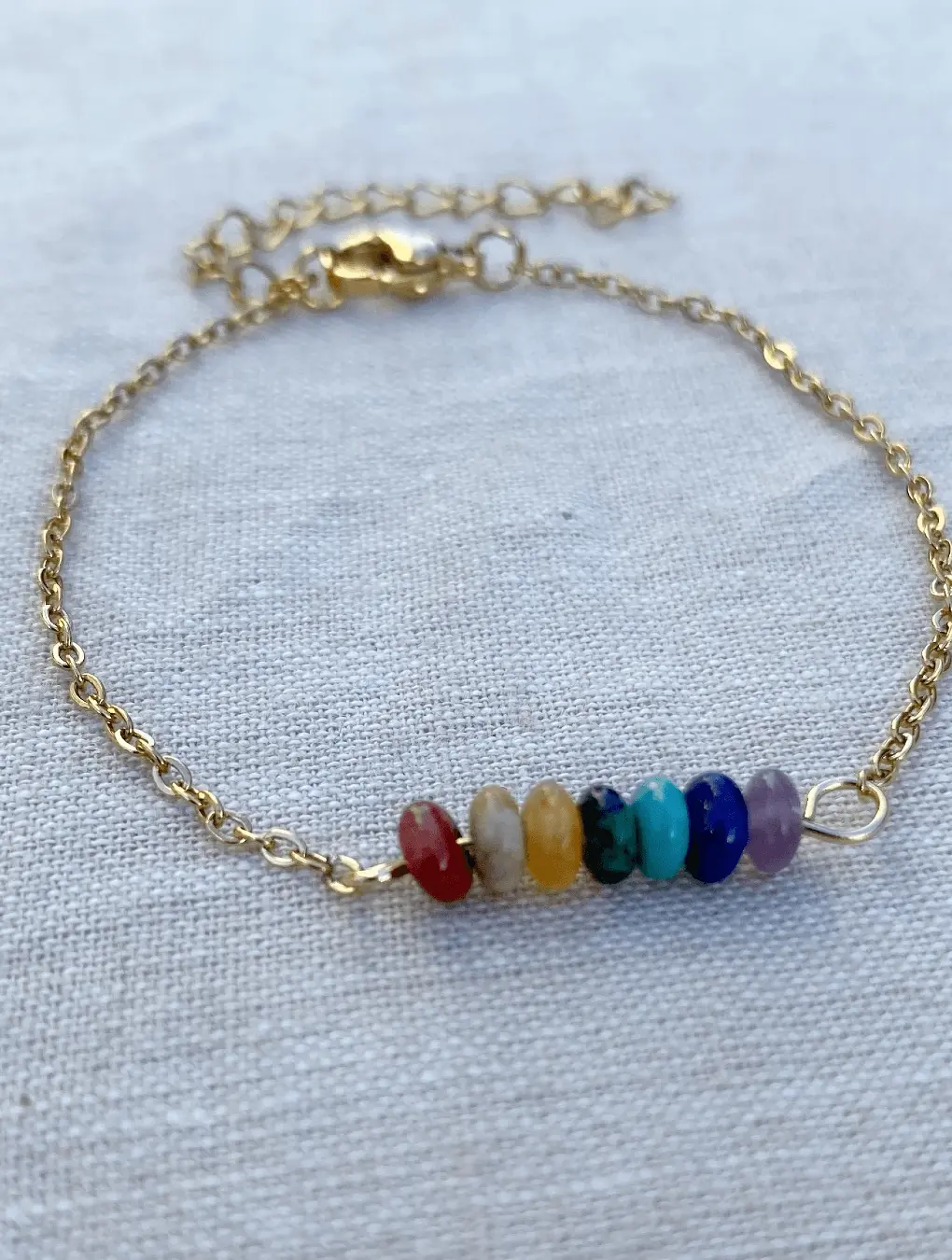 Pulsera CHAKRA en acero y piedras naturales