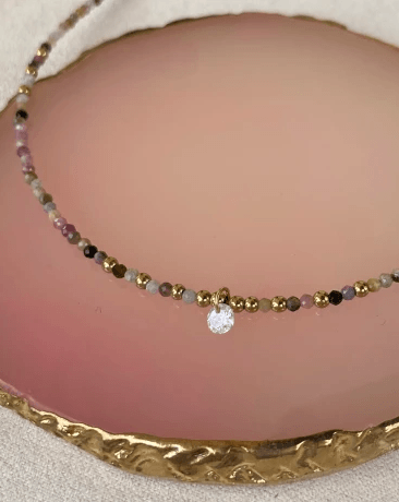 Collar FILADELFIA en acero y piedras naturales