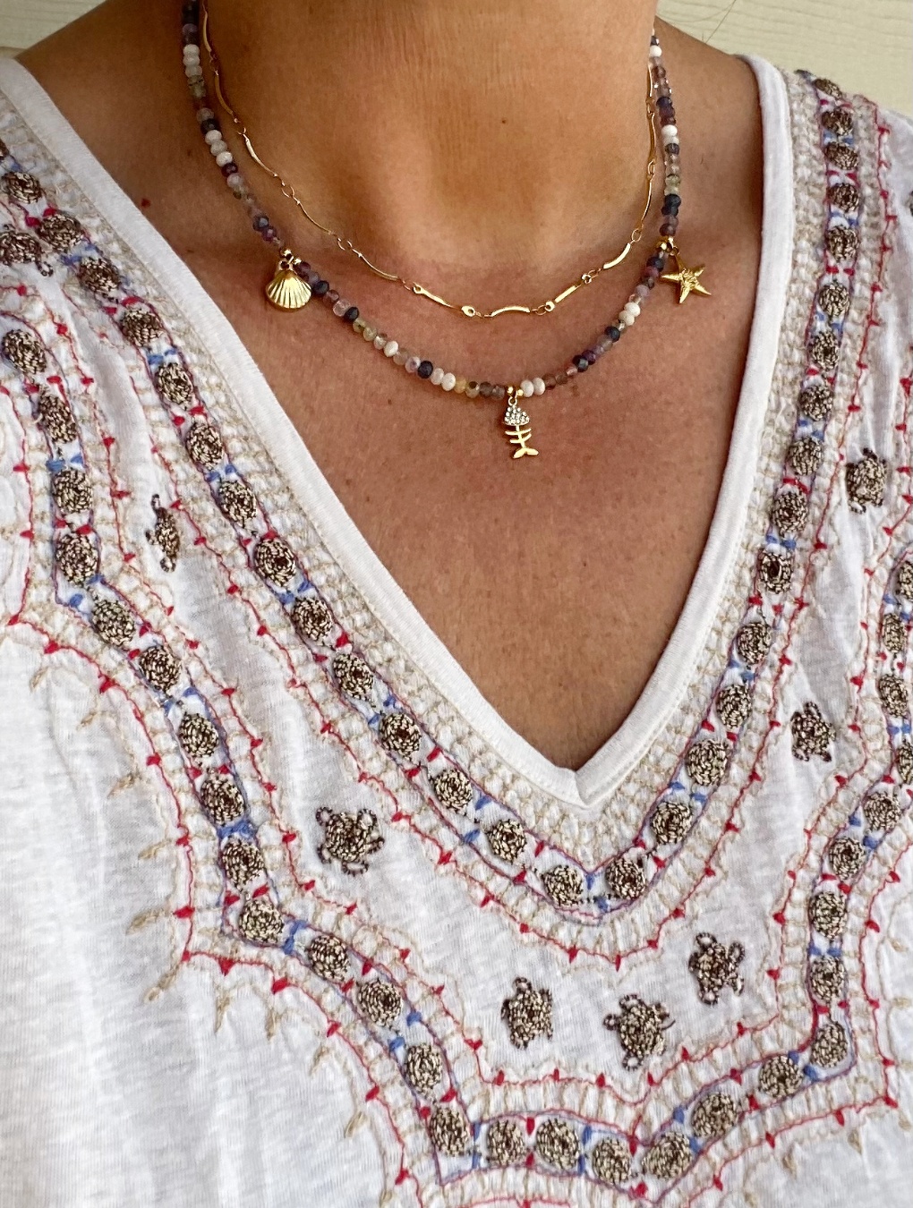 Collar ARENA en acero y piedras naturales