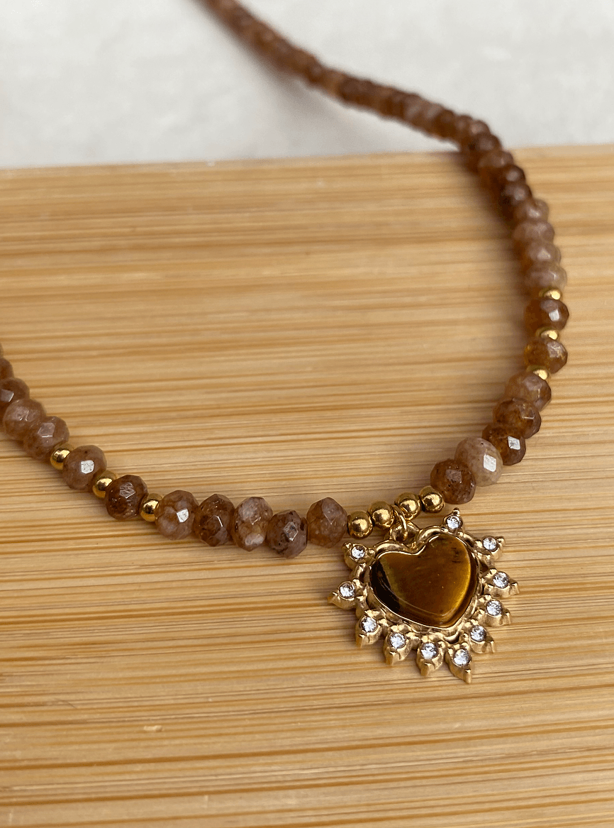 Collar BROWN en acero y piedras naturales