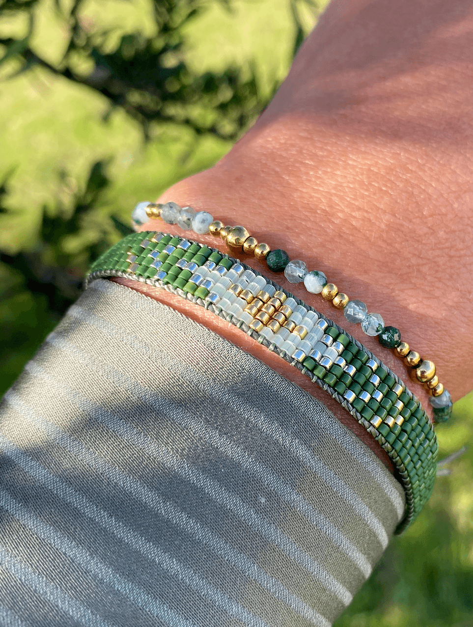 Pulsera LIMON en acero y piedras naturales