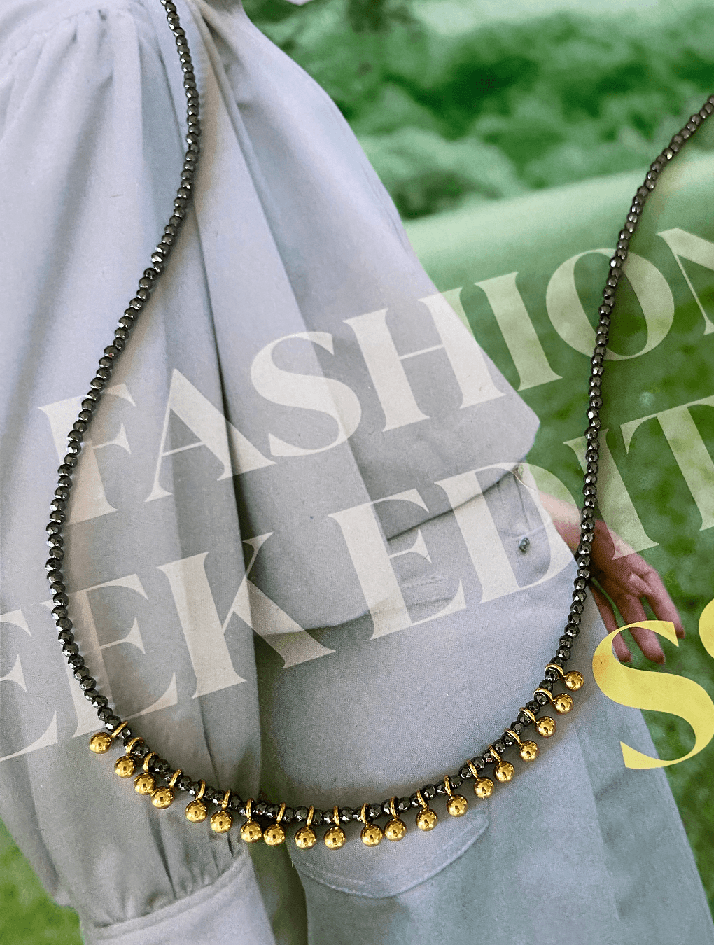 Collar LUMINA en acero y hematita