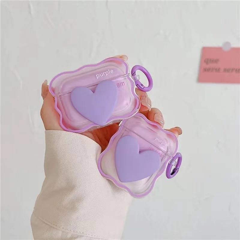 Case AirPods corazón lila