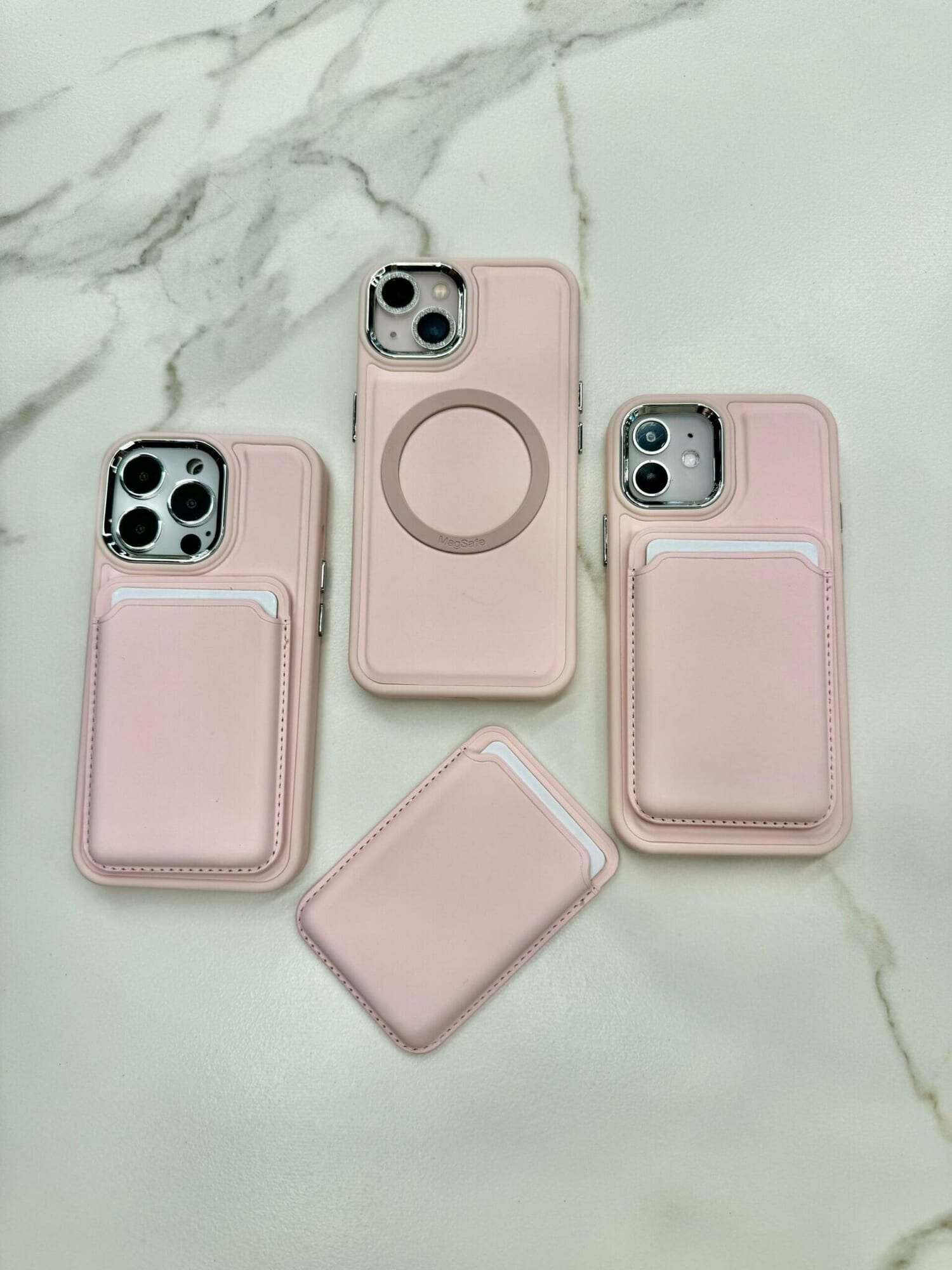 CASE MAGSAFE ROSA CON TARJETERO
