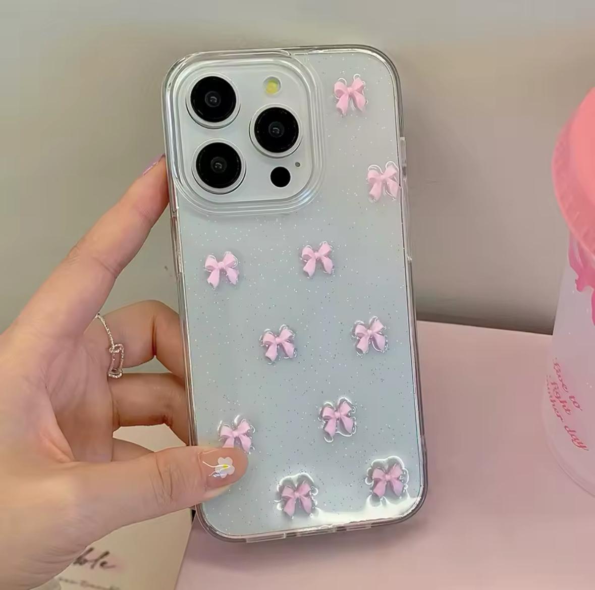 CASE MOÑAS ROSADAS GLITTER