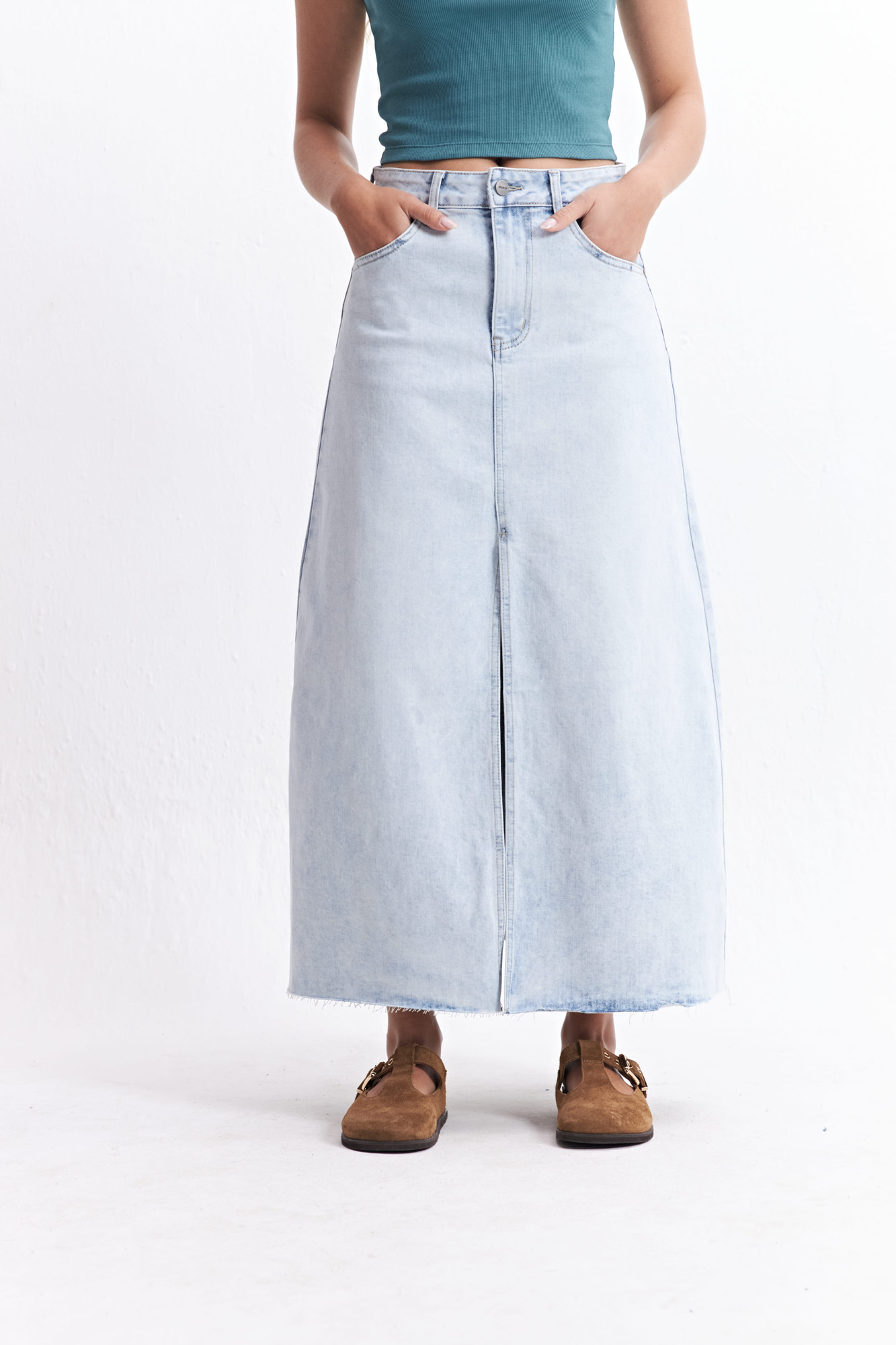 FALDA DENIM PARDA