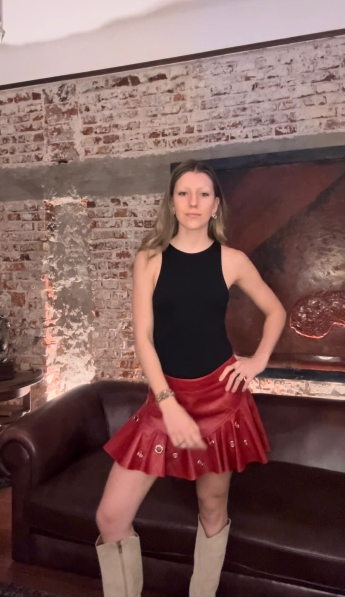Leather Carmesí Skirt