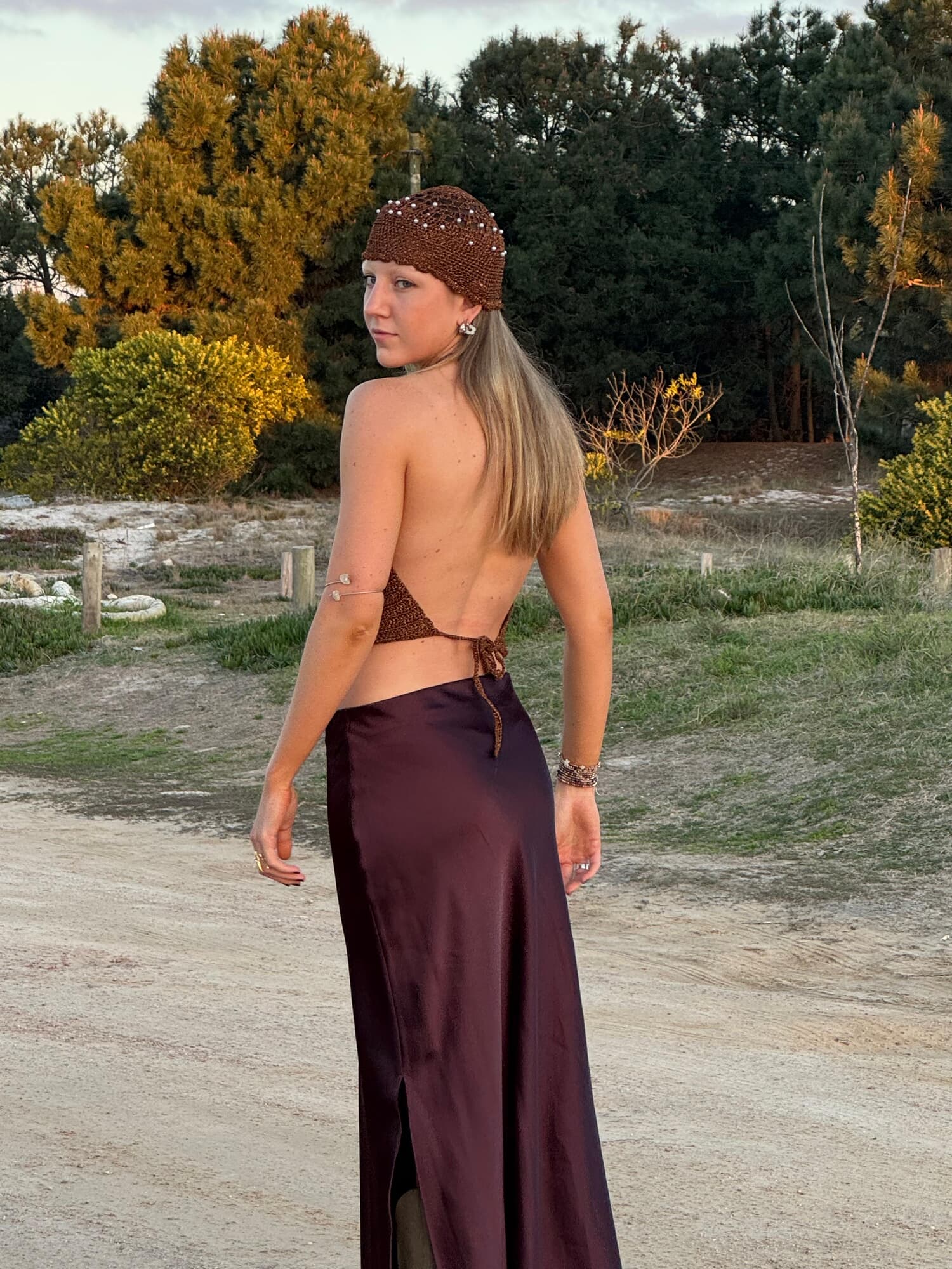 Brown Tie-Back Top