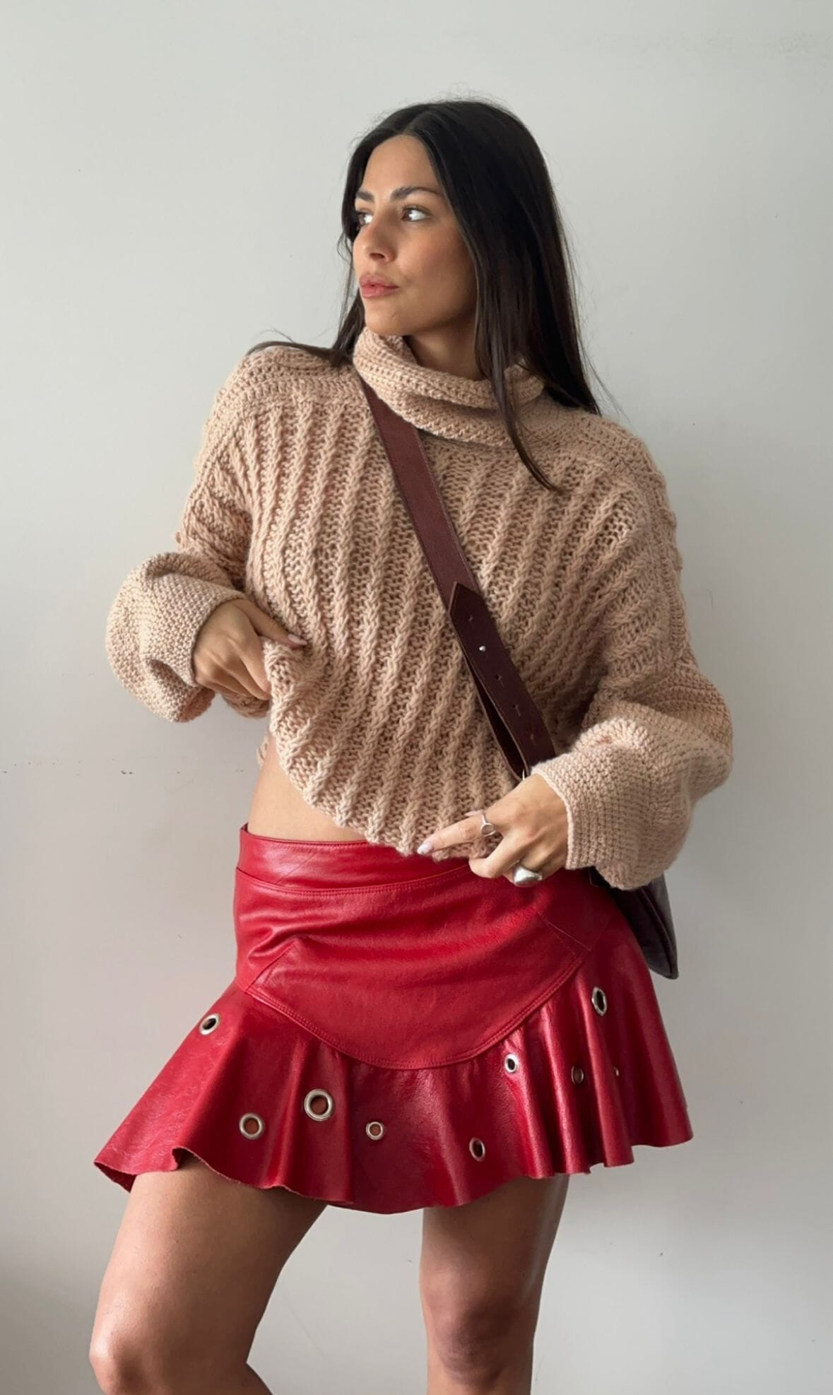Leather Carmesí Skirt
