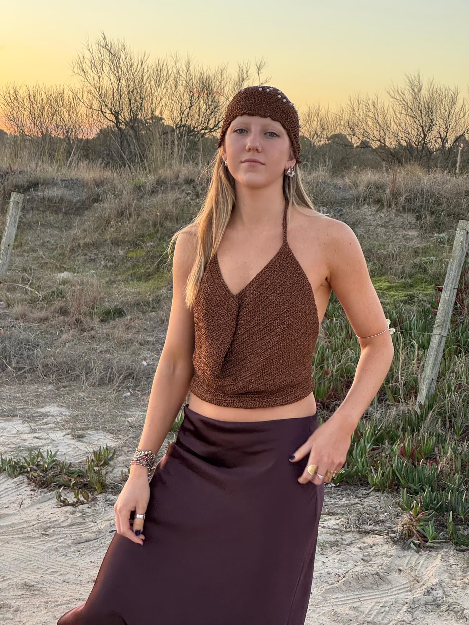 Brown Tie-Back Top