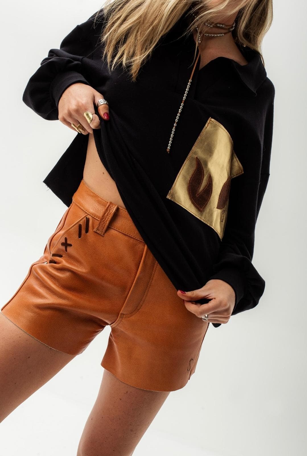Leather Short Indie Camel