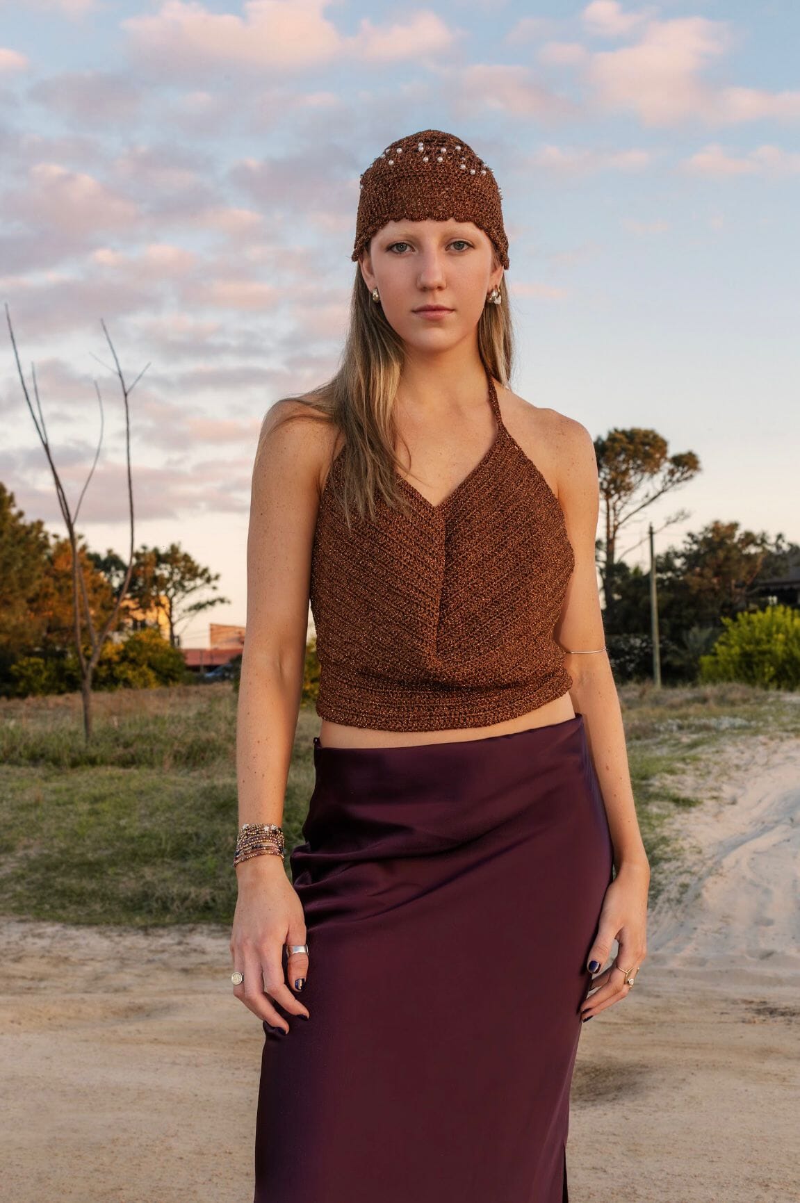 Brown Tie-Back Top