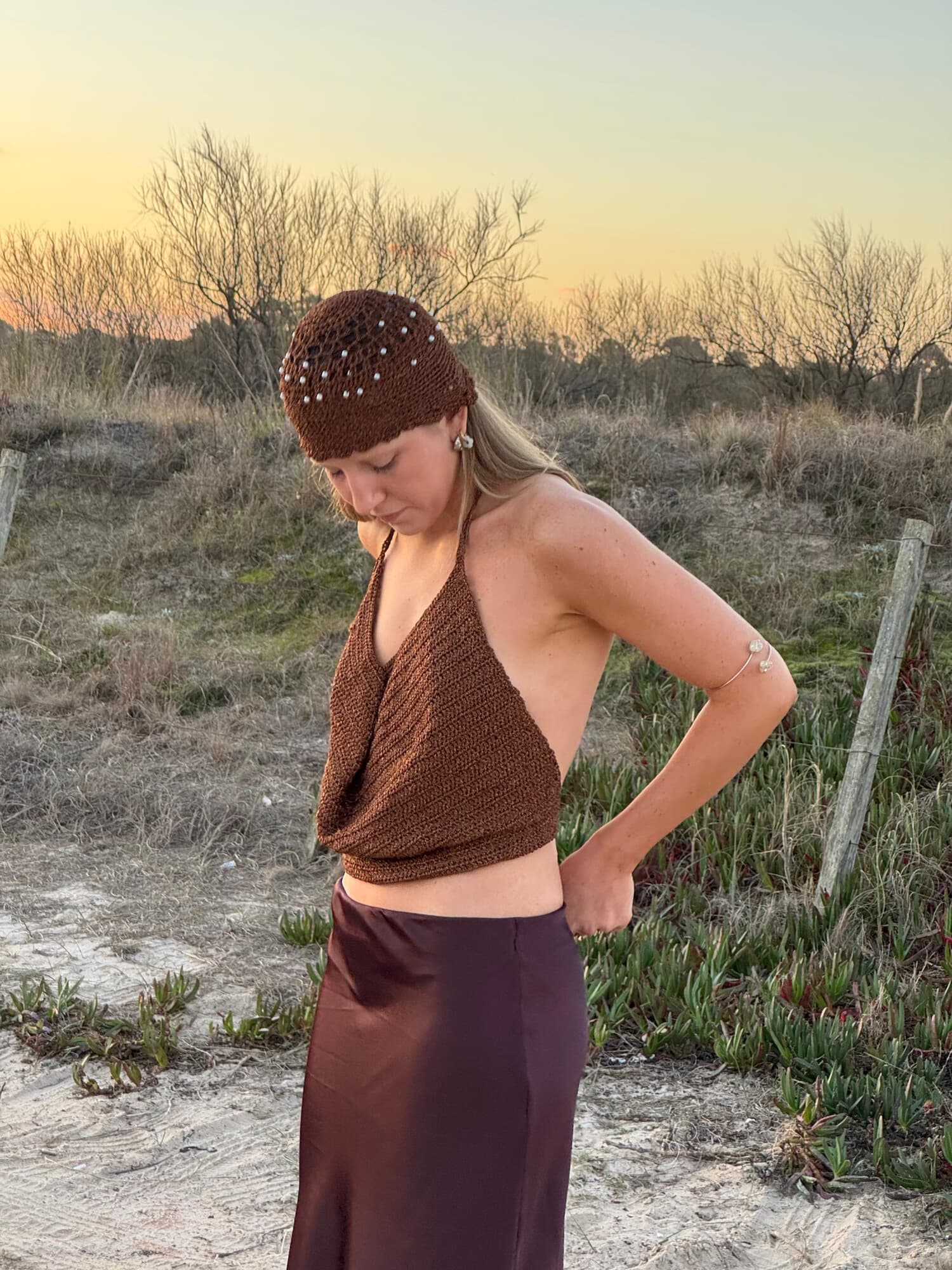 Brown Tie-Back Top