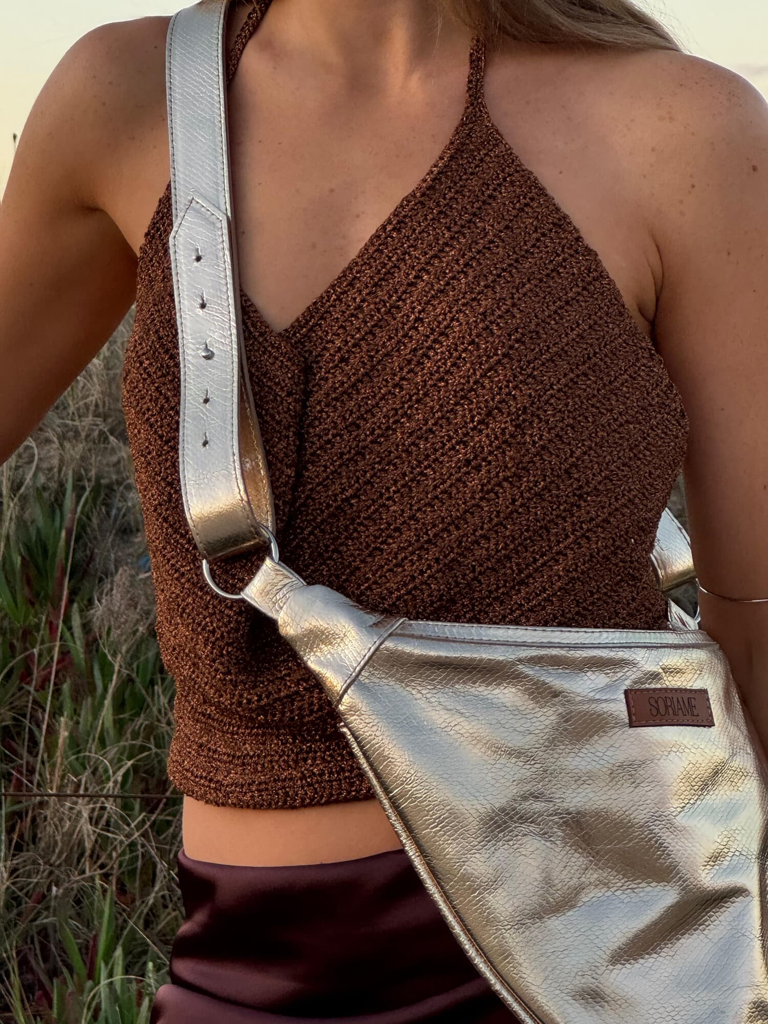Brown Tie-Back Top
